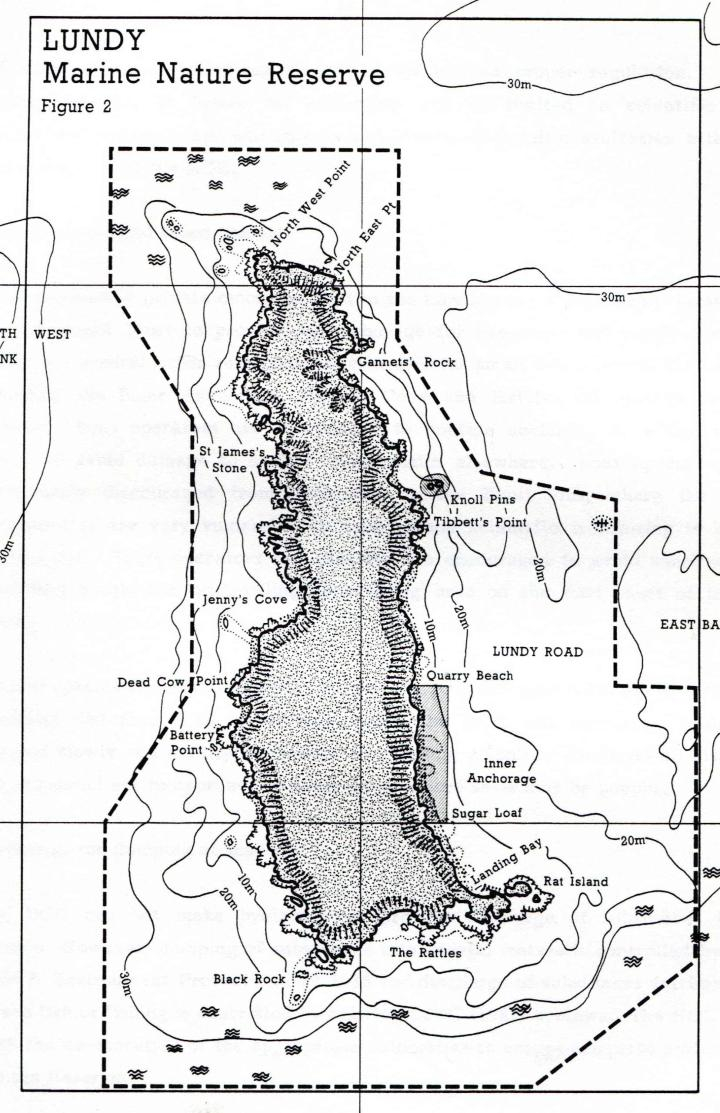 The designation of the statutory MNR in 1986 saw the introduction of byelaws affecting fisheries within the MNR for the first time. This map shows the rectangular boundary to the MNR, within which are zones designating where certain fishing practices are allowed. Effectively, this map was the forerunner of the first MNR Zoning Scheme, introduced in 1995.
