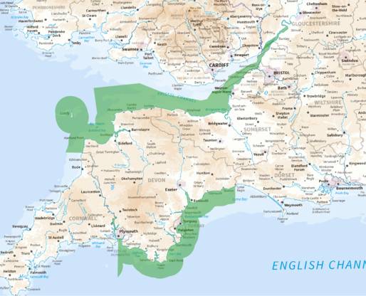 Map showing the extent of the Devon & Severn area of responsibility off the north coastline of their District. Note the ‘bulge’ in the 12 nm boundary to allow for inclusion of Lundy.
