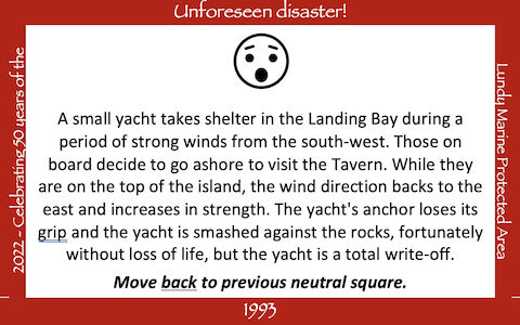 35 Unforeseen disaster Yacht wrecked whilst on mooring in Landing Bay 1993